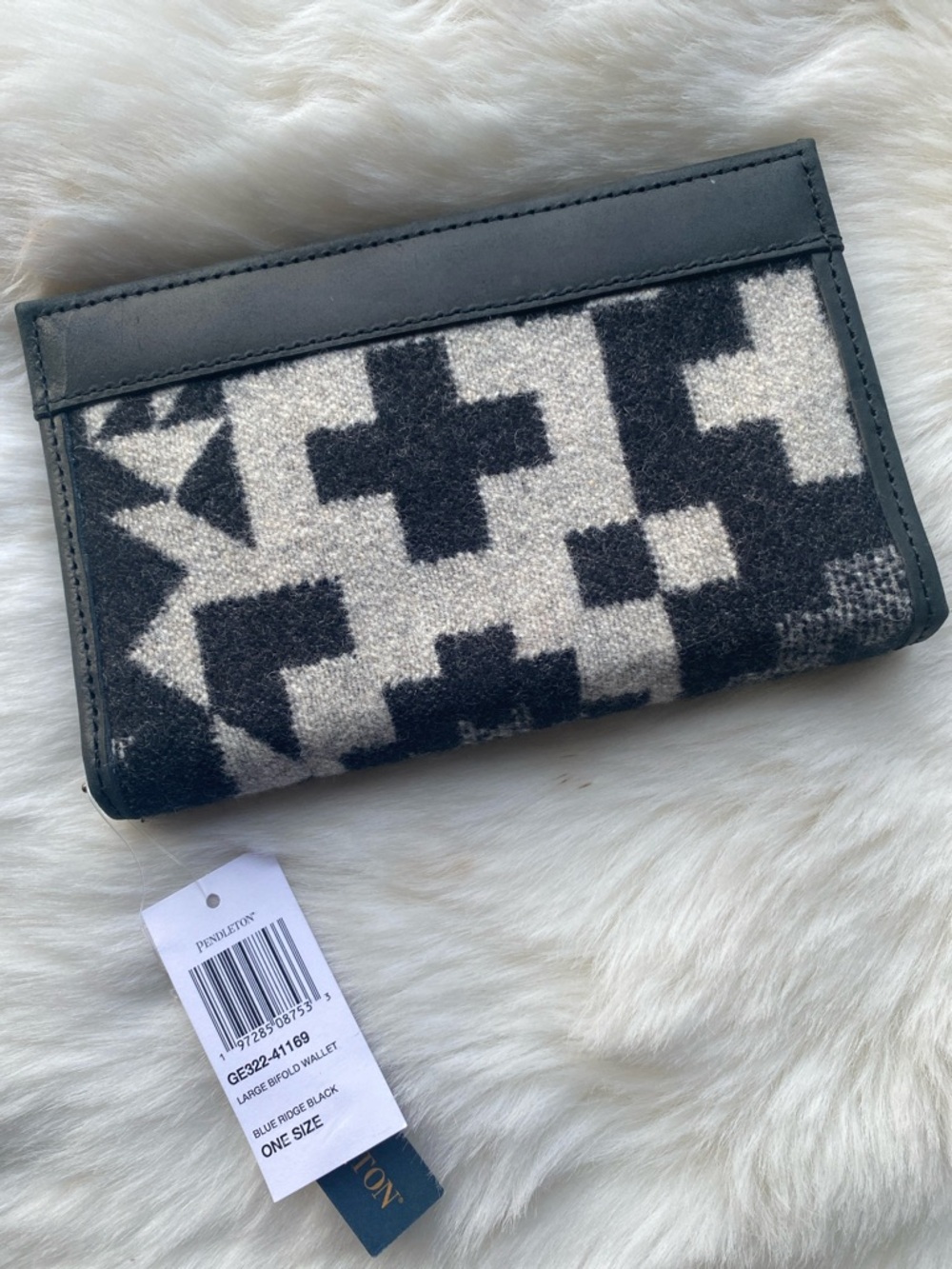 Pendleton Black & Cream Geometric Fold-Over Clutch